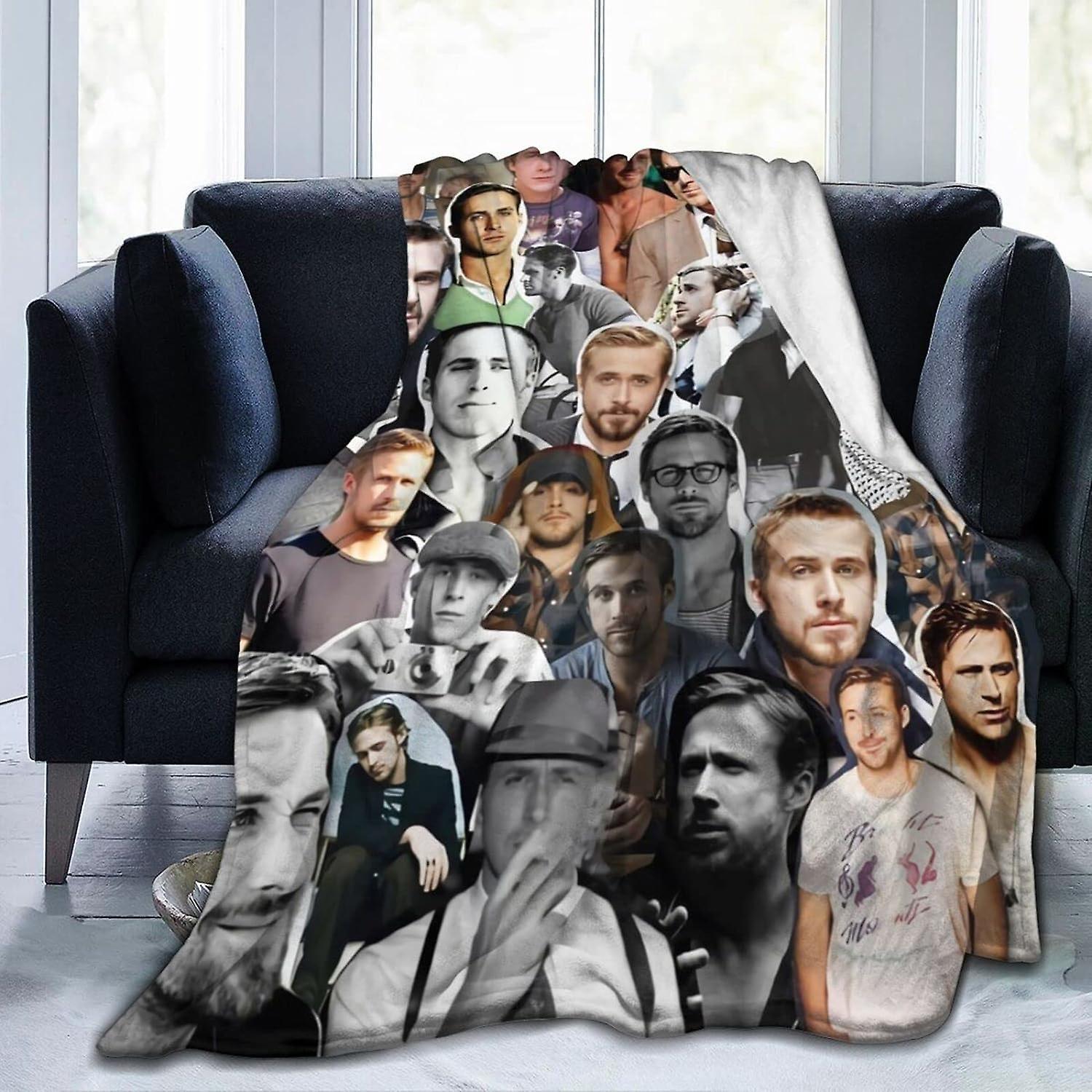 Kerota Ryan Gosling Collage Ultra Soft Micro Flannel Throw Blankets Warm Comfortable Versatile Blanket for Sofa and Travel ABD7071 50x40in 125x100cm