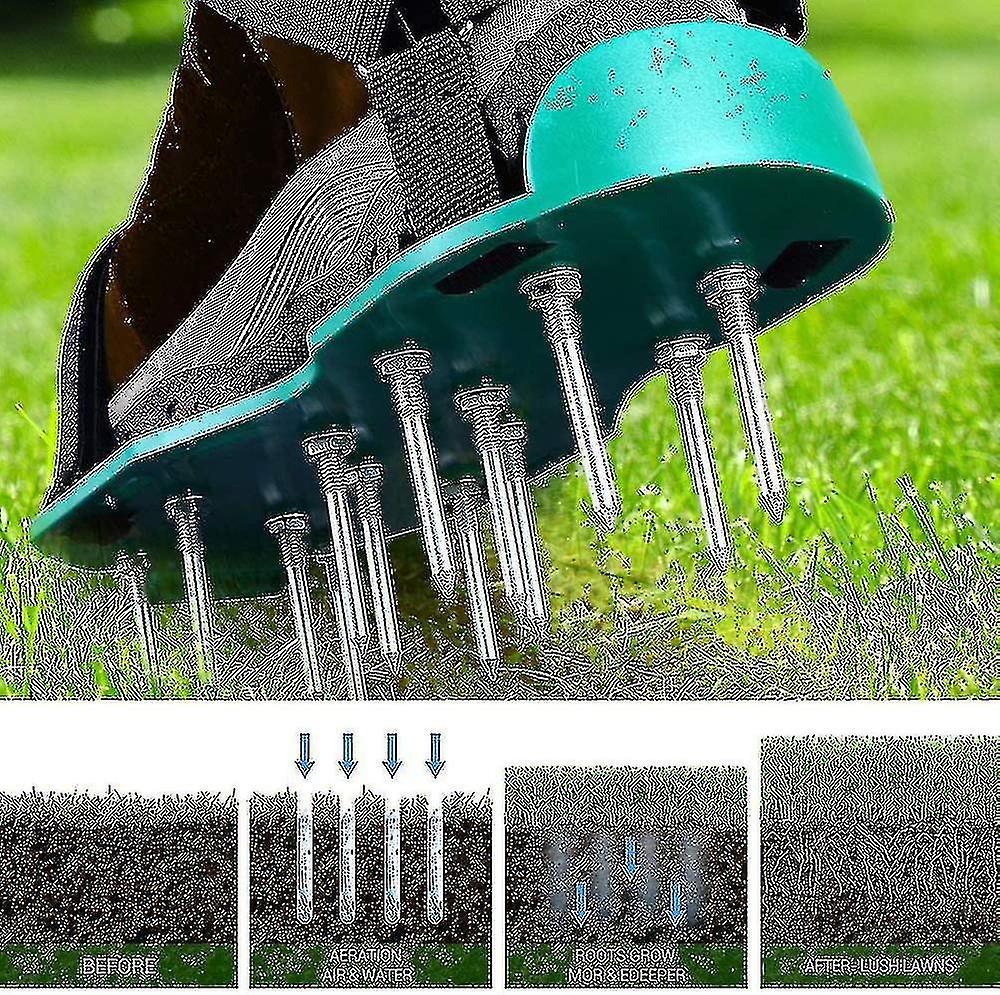 Lawn Aerator Shoes Long Spikes, Size Lawn Aerator Shoes With 2 Adjustable Straps Garden Lawn Aerator Scarifier Shoes Fits For Your Lawn Yard Banmo