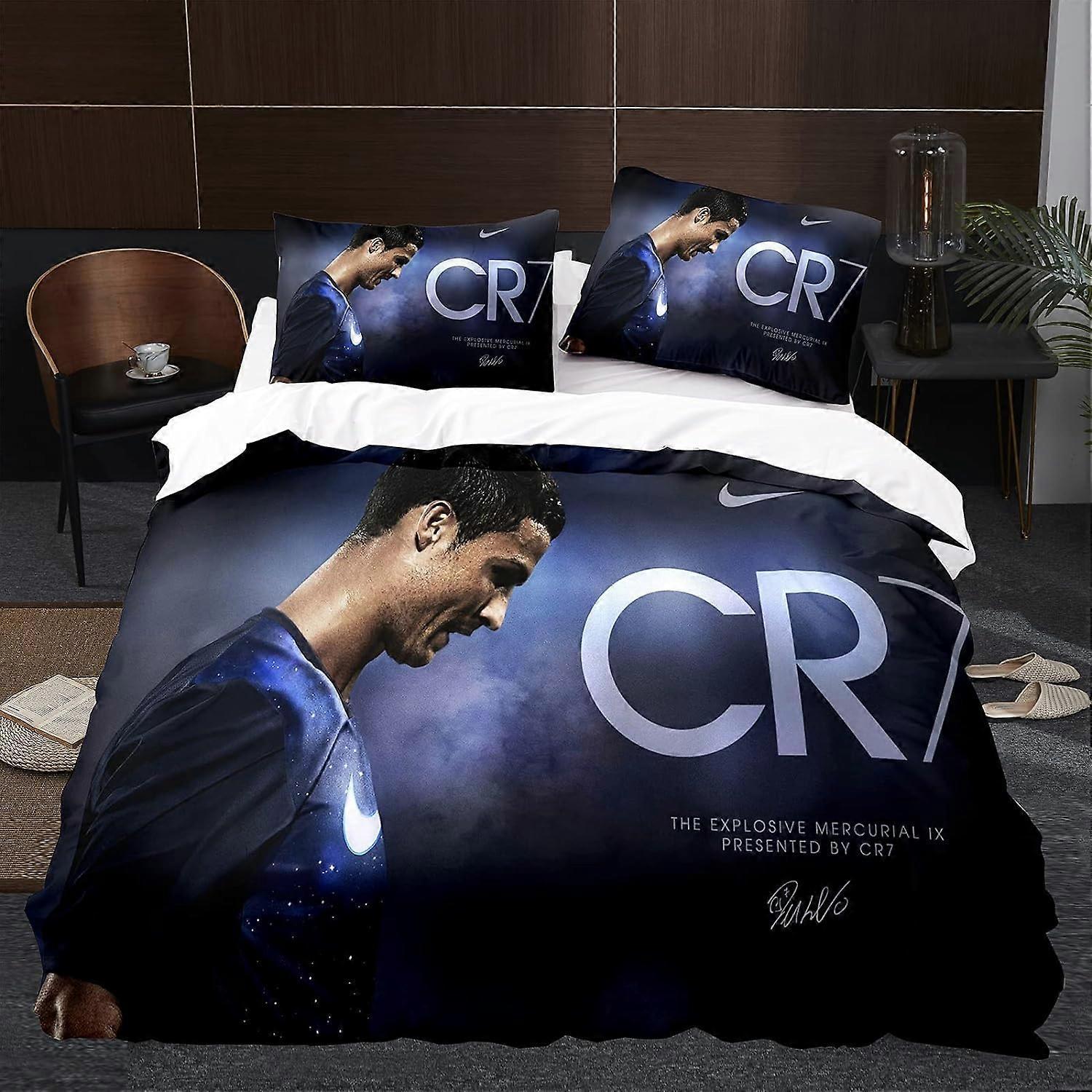 Kerota Cristiano Ronaldo Duvet Cover 100% Microfiber, 3D Digital Printed Bedding Set, 3 Piece King220x240cm