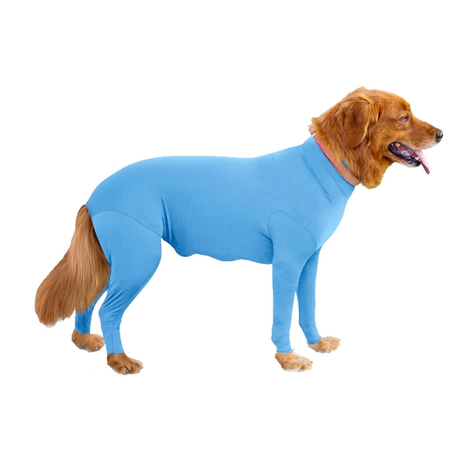 ZHOUBA Winter Dog Pajama Elastic Warm Sleepwear Onesie Washable Sportswear Pet Cloth Lake Blue 2XL