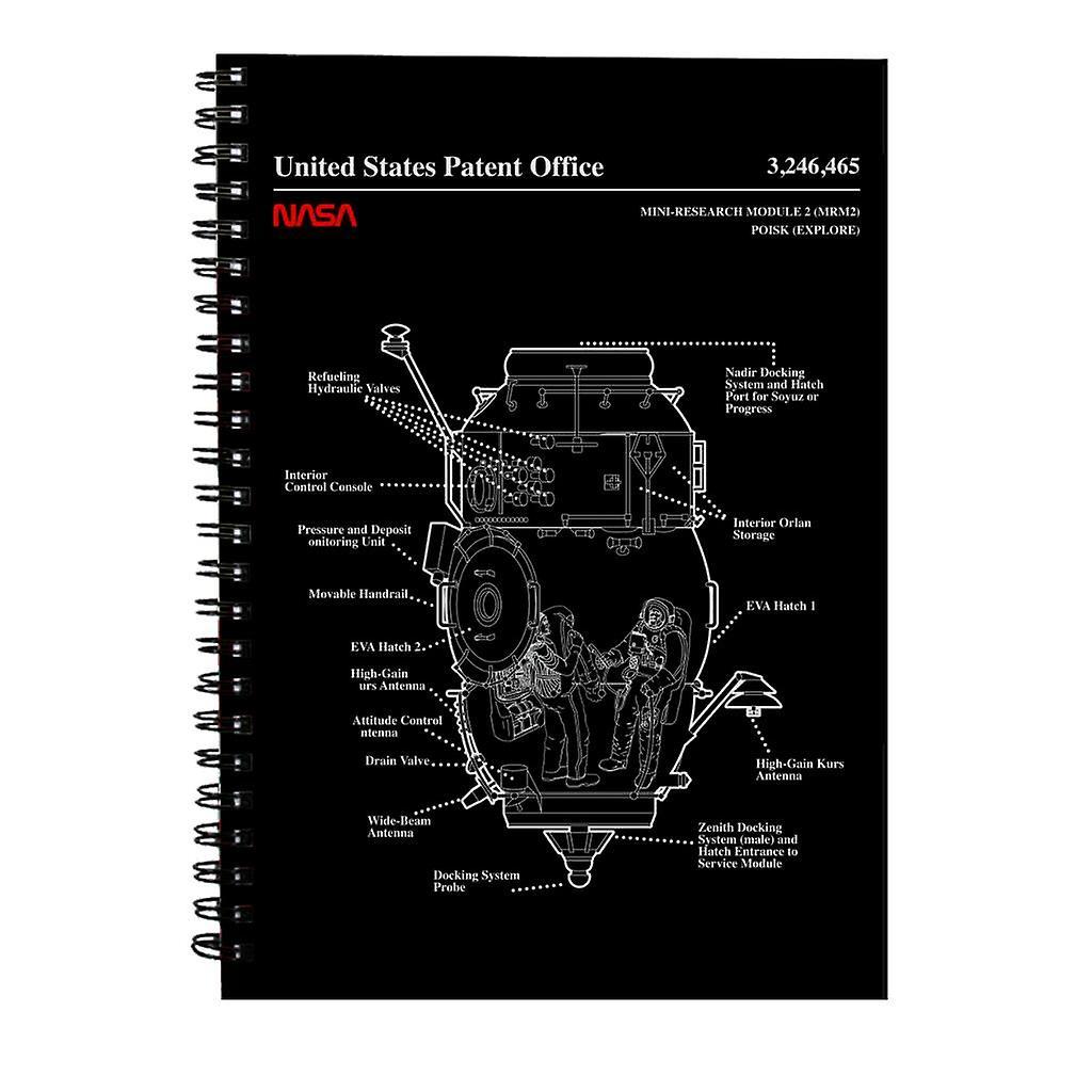 NASA Russian Mini Research Module 2 Blueprint Spiral Notebook Black 15 x 21 cm