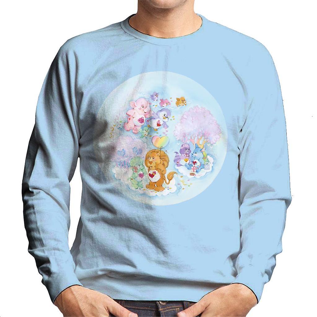 Care Bears Brave Heart Lion Pink Trees Men's Sweatshirt Sky Blue Large