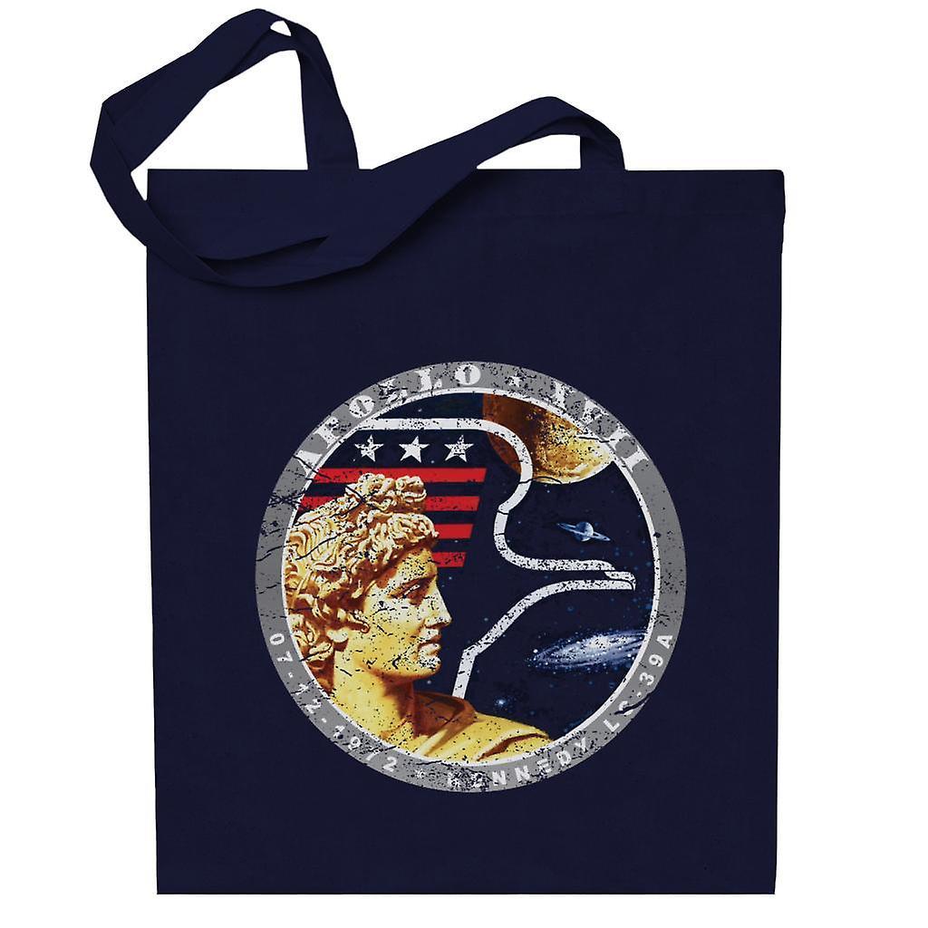 NASA Apollo 17 Mission Badge Distressed Totebag Navy Blue 38 x 42 cm