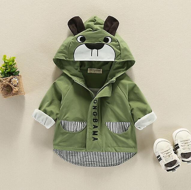 Slowmoose Autumn Baby Hooded Coat Jacket For Cartoon Long Sleeve Pattern Clothes Army Green 24M