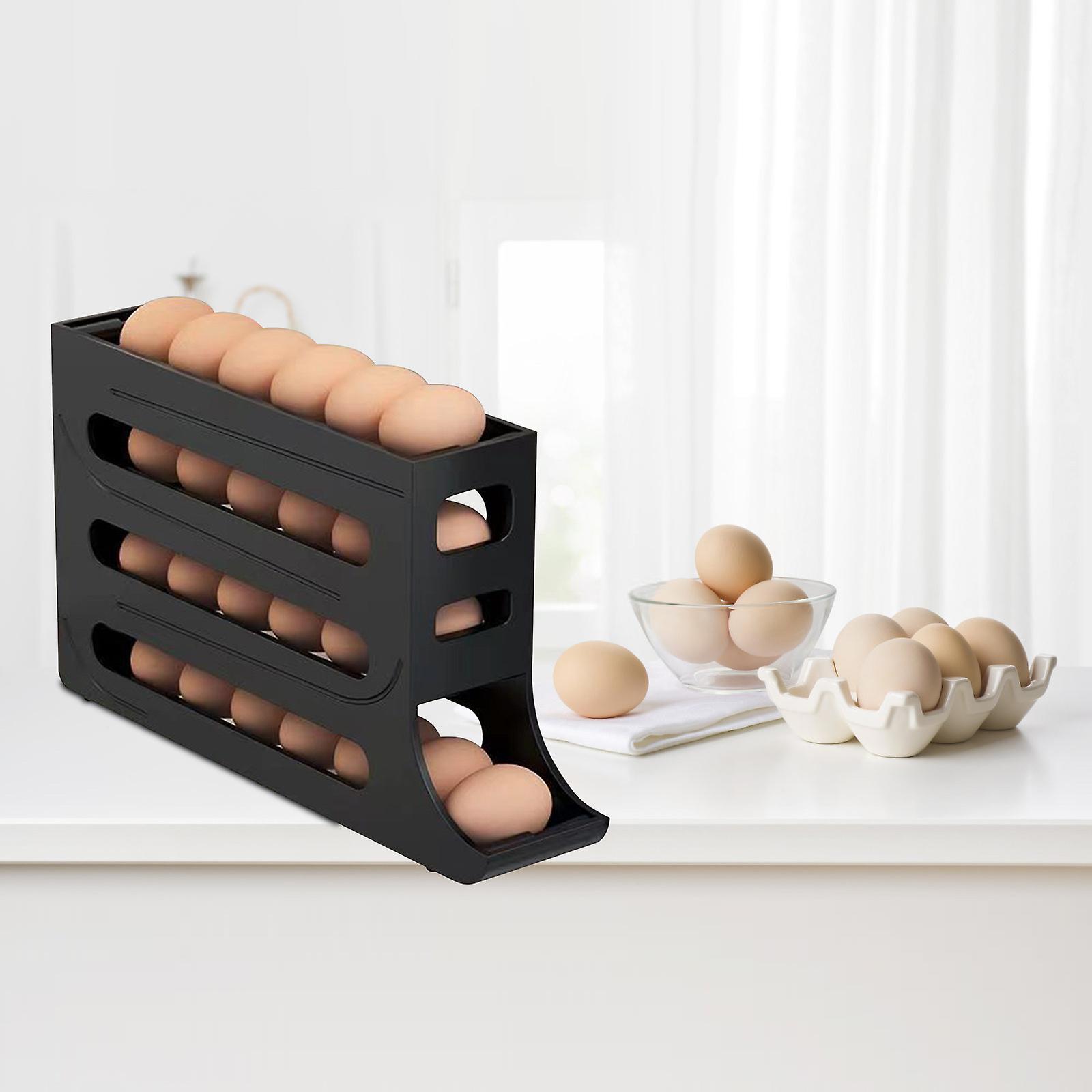 Baodan 4 Tiers Eggs For Fridge  Auto Rolling Fridge Eggs Organizer Space-Saving Eggs Dispenser 30 Eggs Fridge Eggs Rack Large Capacity Eggs Dispens...