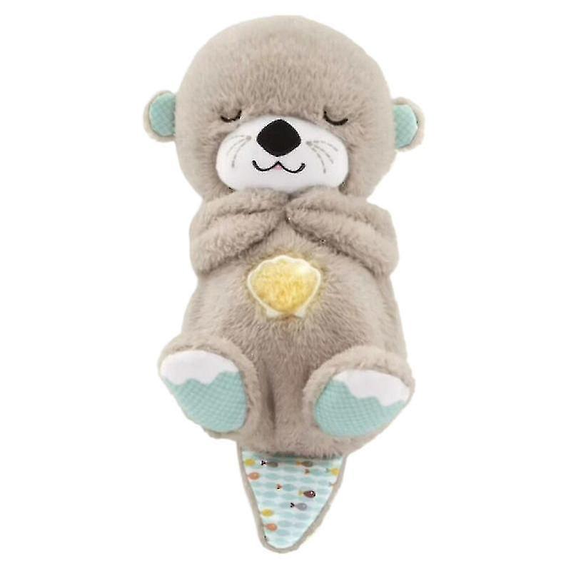 Sjjyv Breathing Otter Plush Toy With Light And Sound Newborn Baby Gift Valentine'S Day_SJJYV Light Brown