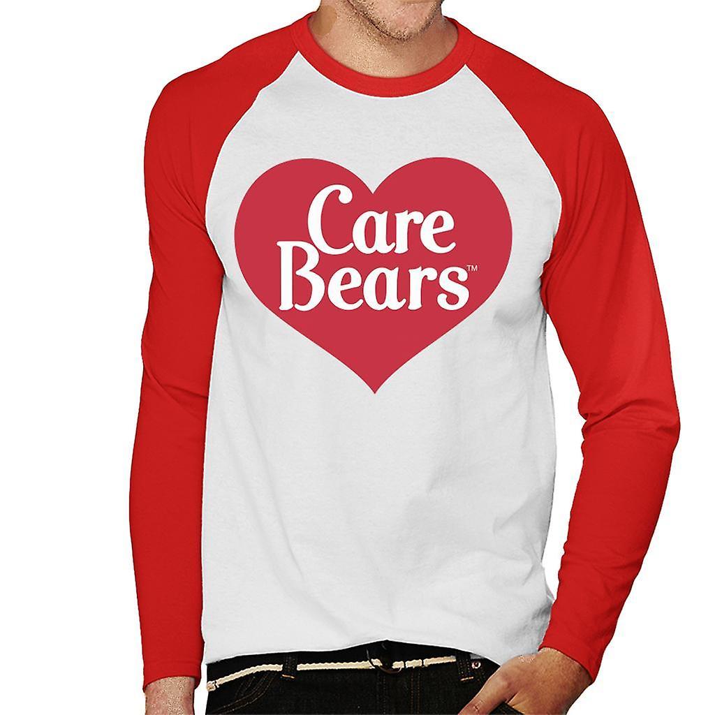 Care Bears Love Heart Logo Men's Baseball Long Sleeved T-Shirt White/Red Large