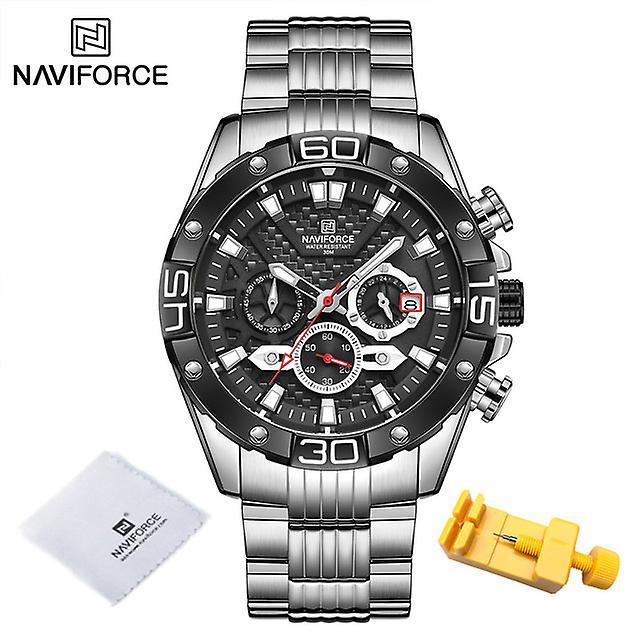 Naviforce Men Military Sport Wrist Watch Gold Quartz Steel Waterproof Watches Multifunction Male Clock Watches SB