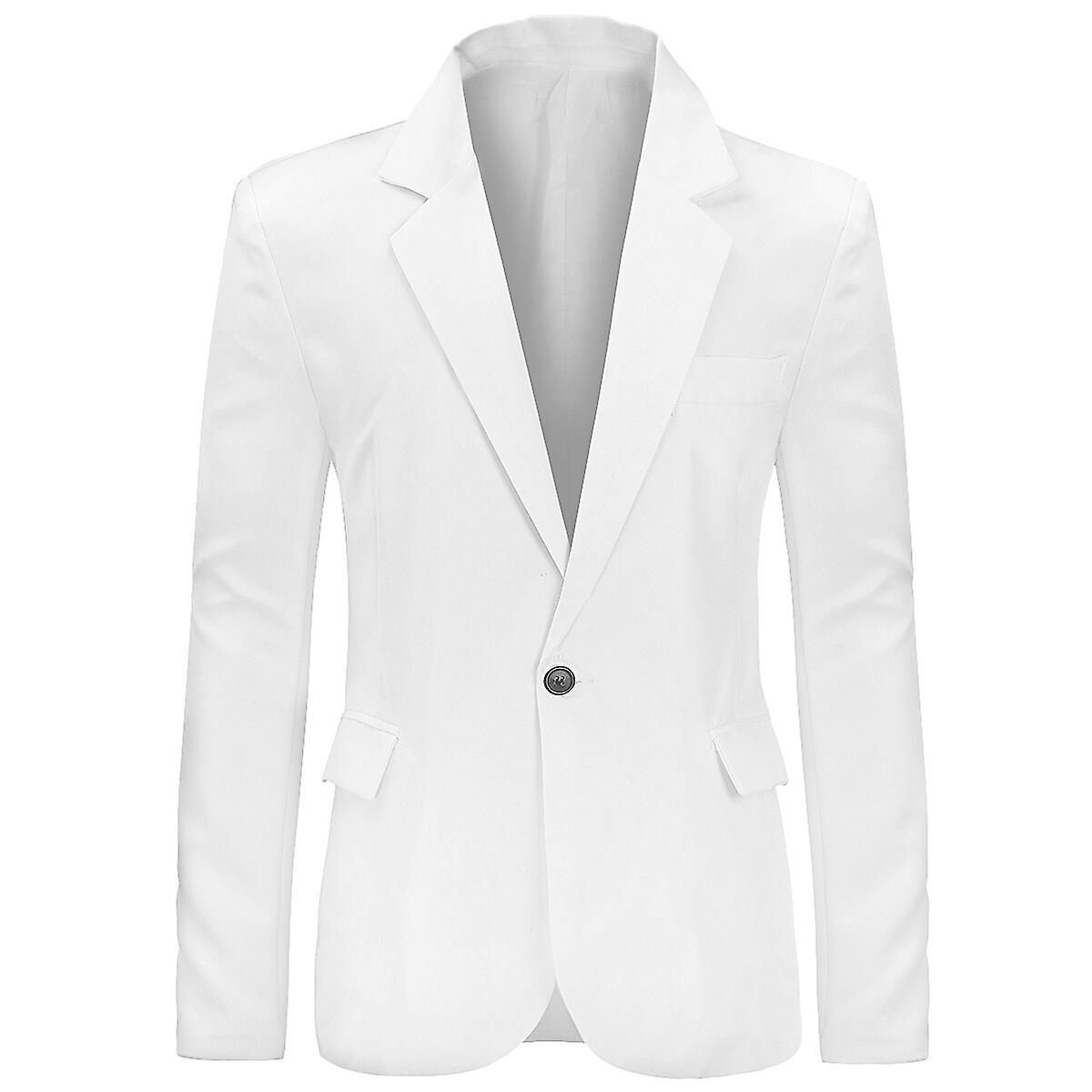 YOUTHUP Mens Classic Business Casual Thin Blazer White XL