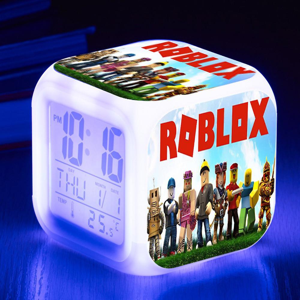 Vicbuy Roblox Print Digital Alarm Clock Game Night Light Led Display Bedside 7 Color Changing Clock Home Decor Kids Gifts B