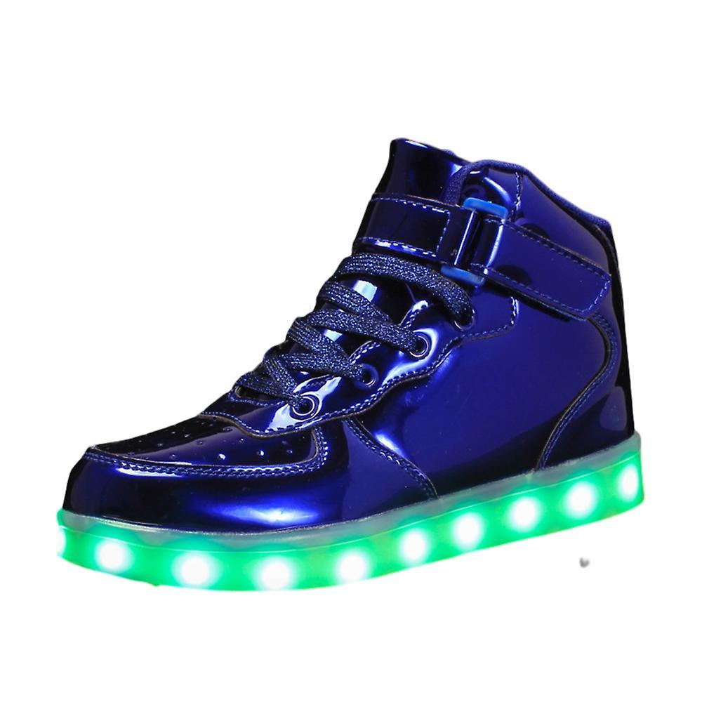 Jielin Children's Hi-Top LED Light Up Sneakers USB Rechargeable Glowing Luminous Shoes BLUE 42