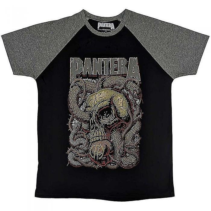 Pantera Unisex Adult Serpent Skull Cotton Raglan T-Shirt Black/Grey L