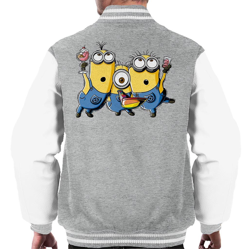 Despicable Me Minions Party Men's Varsity Jacket Heather Grey/White Large