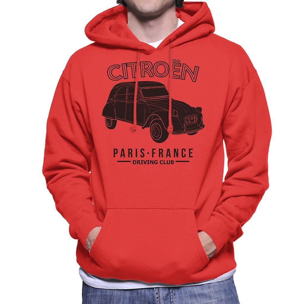 Citro�n Citroen Driving Club Black 2CV Paris France Men's Hooded Sweatshirt Red XX-Large