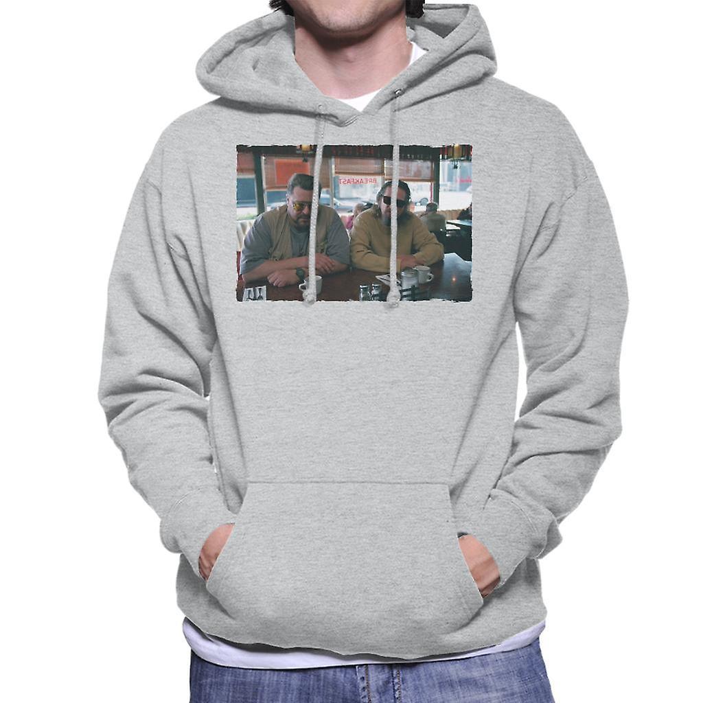 The Big Lebowski The Dude And Walter Coffee Shop Scene Men's Hooded Sweatshirt Heather Grey Small