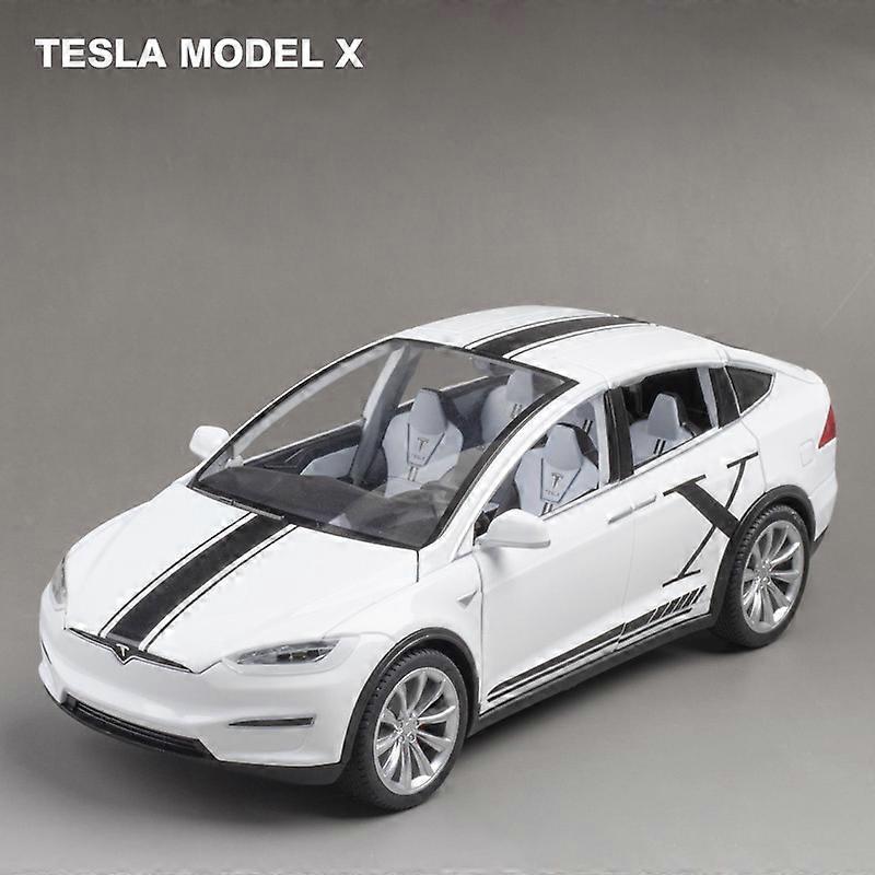 1:20 Tesla MODEL X MODEL 3 Alloy Car Model Diecasts Sound and light Toy Cars Kid Toys For Children Gifts Boy Toy Collection White 1