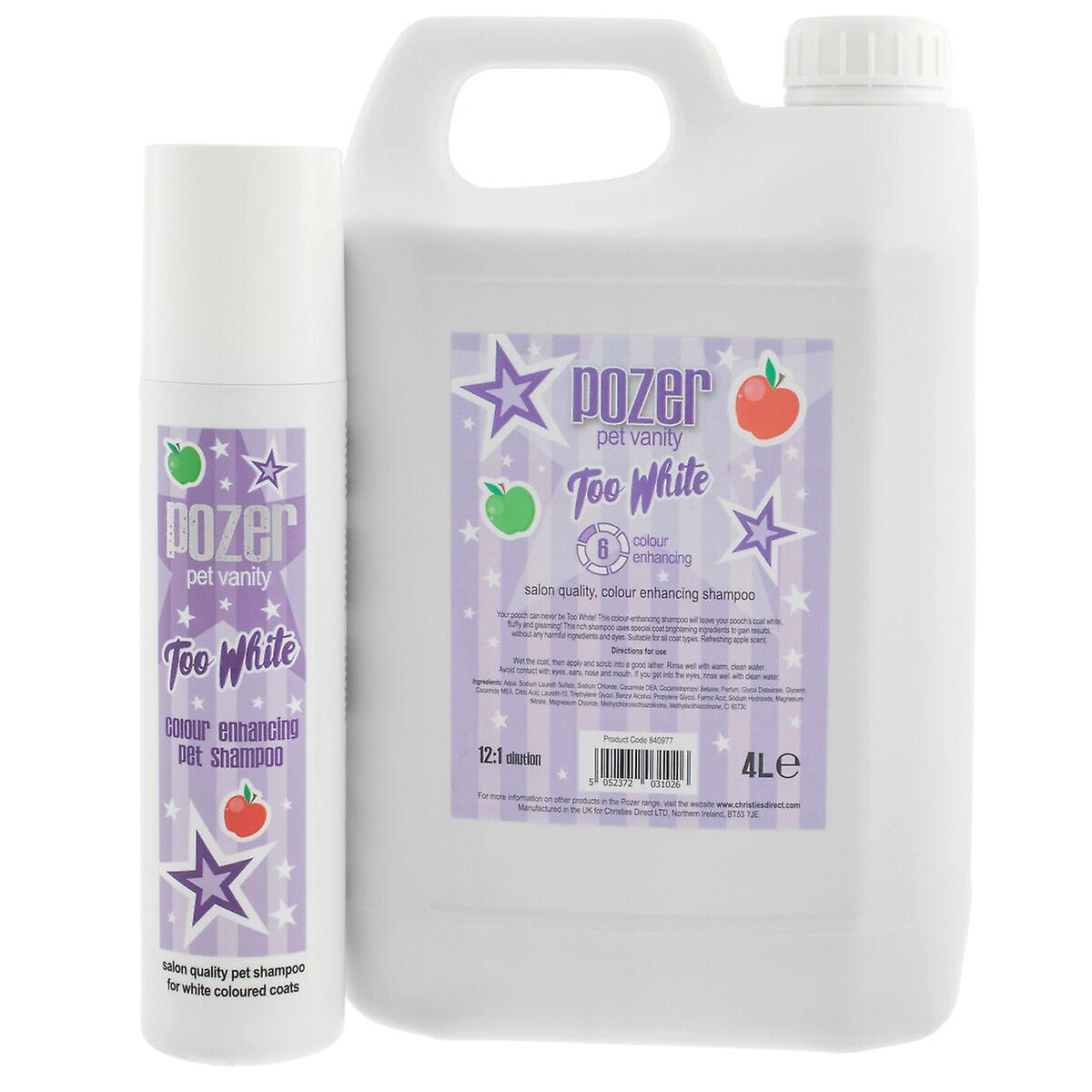 Pozer Too White Dog Shampoo - Deep Cleansing & Colour Enhancing Does not apply 4 Litre