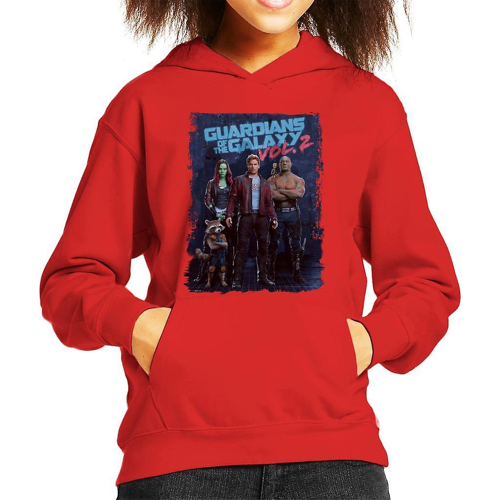 Marvel Guardians Of The Galaxy Vol 2 Poster Design Kid's Hooded Sweatshirt Red Large (9-11 yrs)