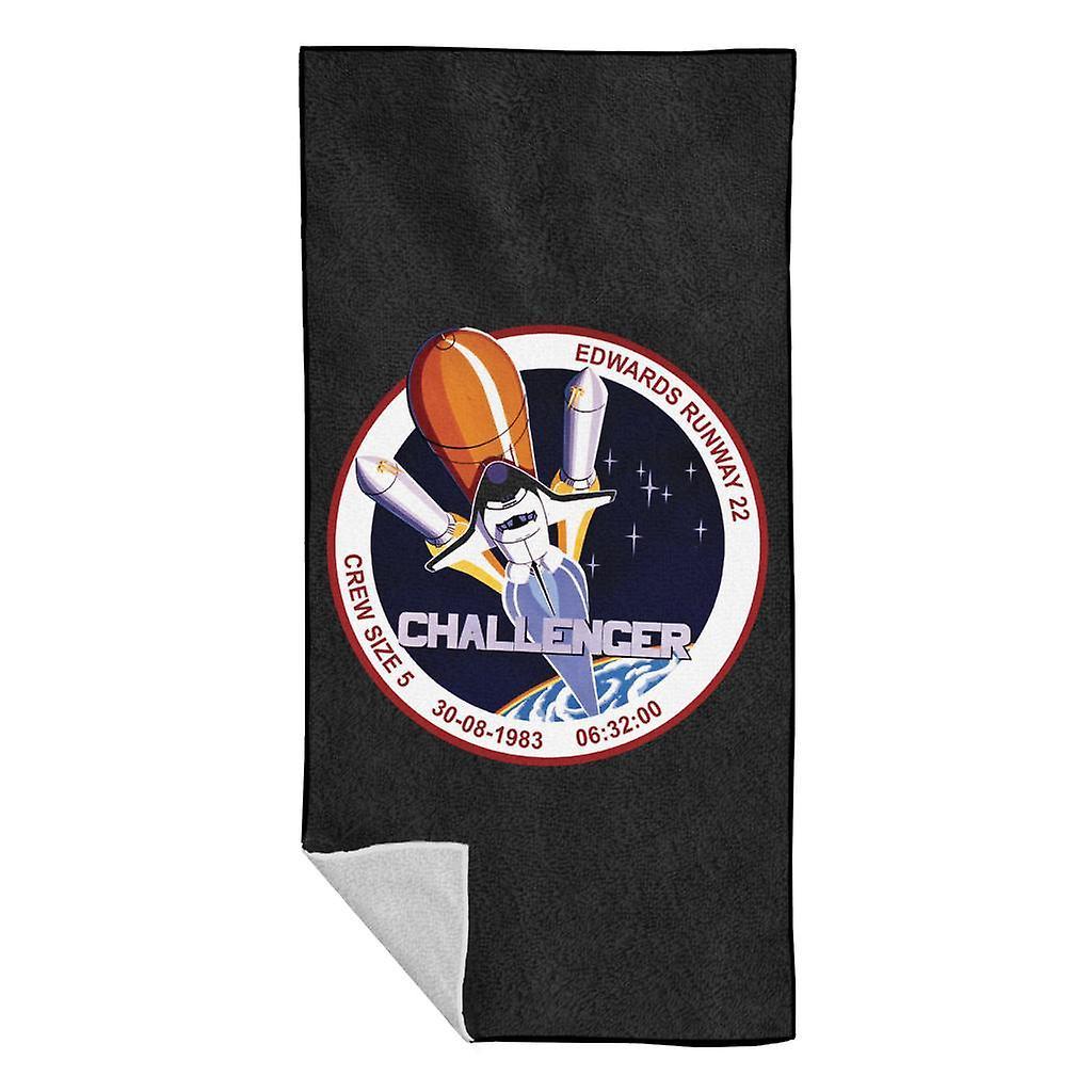 NASA STS 8 Challenger Mission Badge Beach Towel Black 70 x 140cm