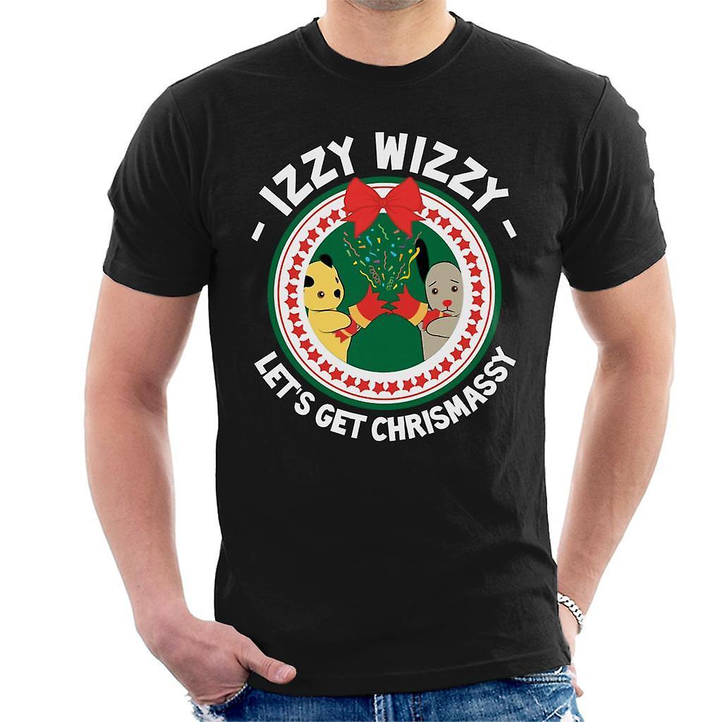 Sooty Christmas Izzy Wizzy Lets Get Chrismassy Men's T-Shirt Black X-Large