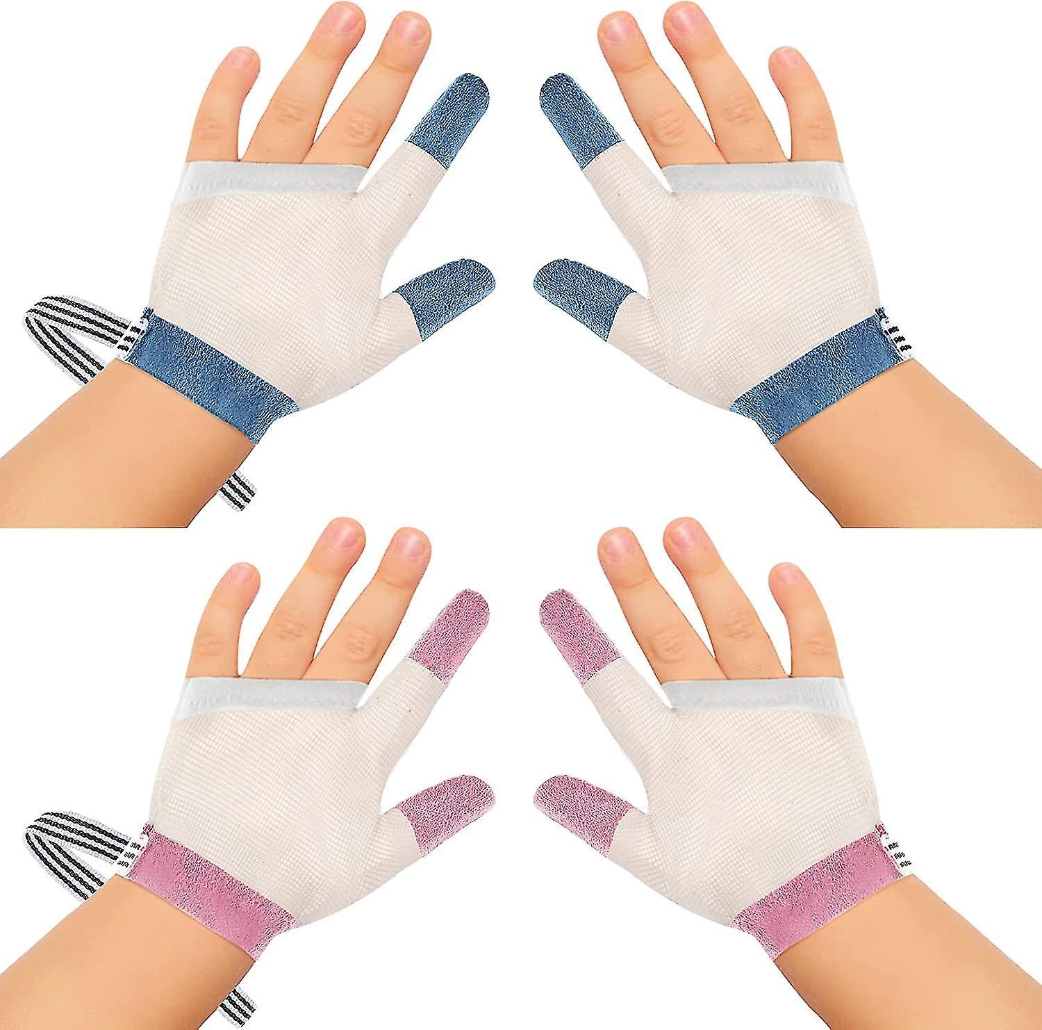 Ofocase 2Pairs Stop Thumb Sucking Finger Guard Pink Breathable Baby Finger Sucking Stop For Baby red-blue M