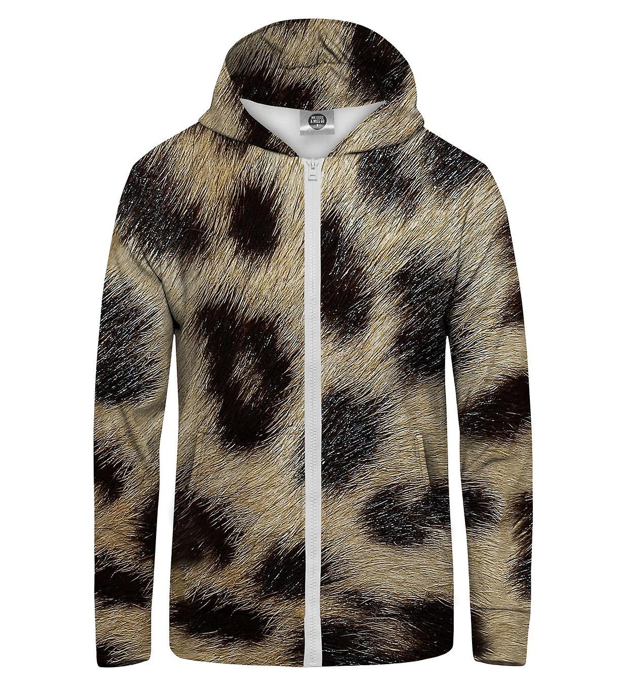 Mr Gugu & Miss Go Mr. GUGU & Miss GO Leopard Spots Hoodie Kangaroo Zip Up beige M