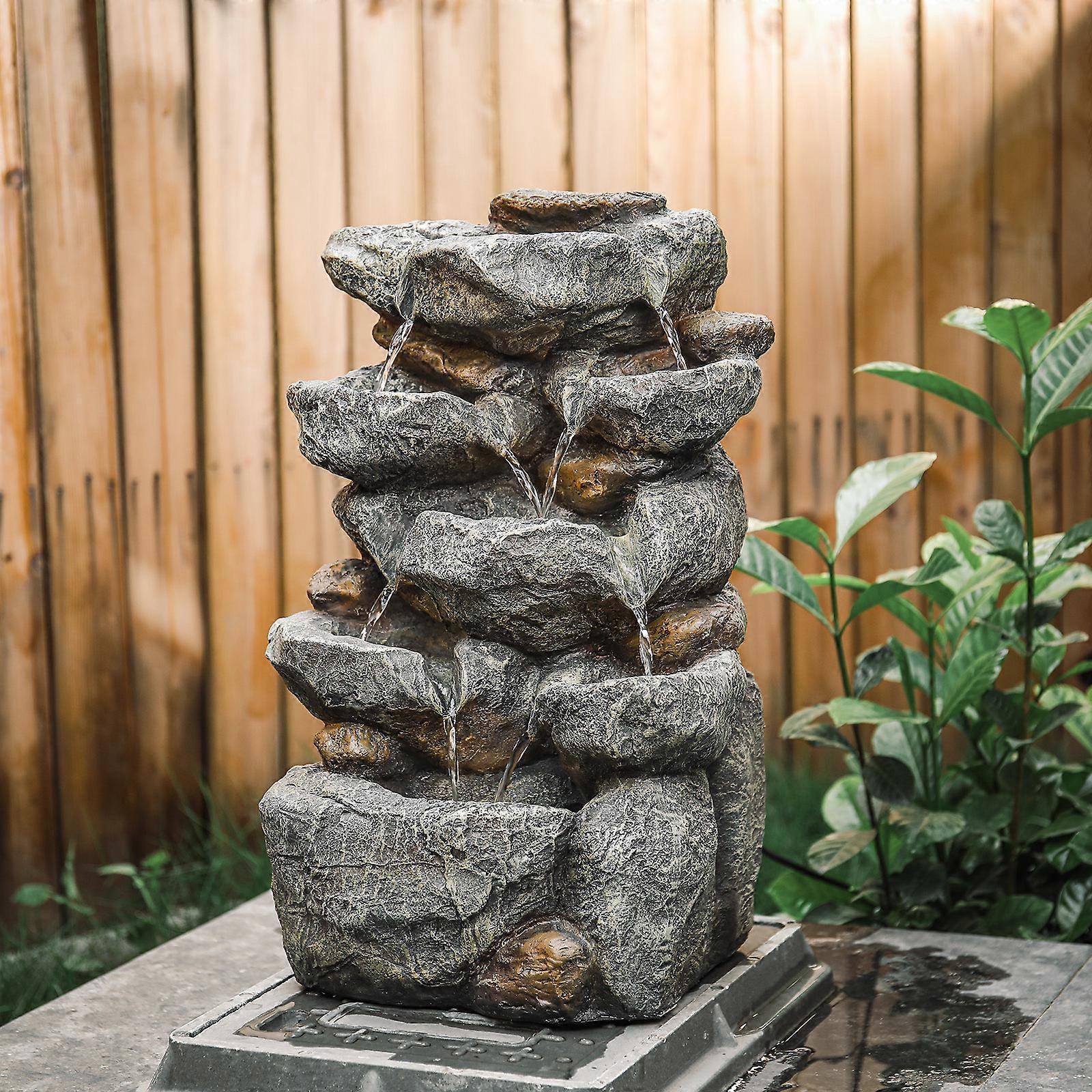 Living And Home LED Waterfall Rockery Garden Decor Fountain Water Feature