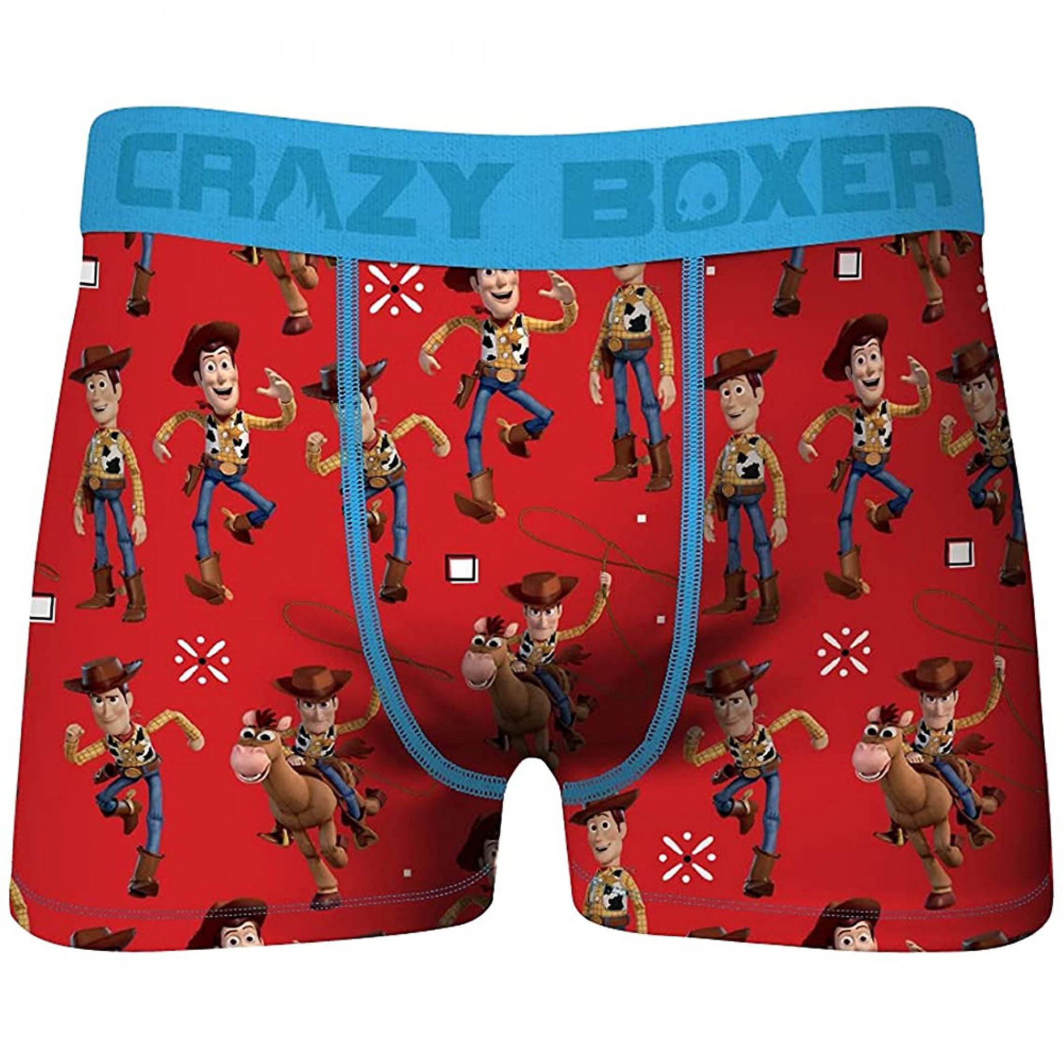 Movies Crazy Boxers Disney Toy Story Woody Men's Boxer Briefs Red Medium (32-34)