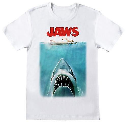 Jaws Unisex Adult Poster T-Shirt White M