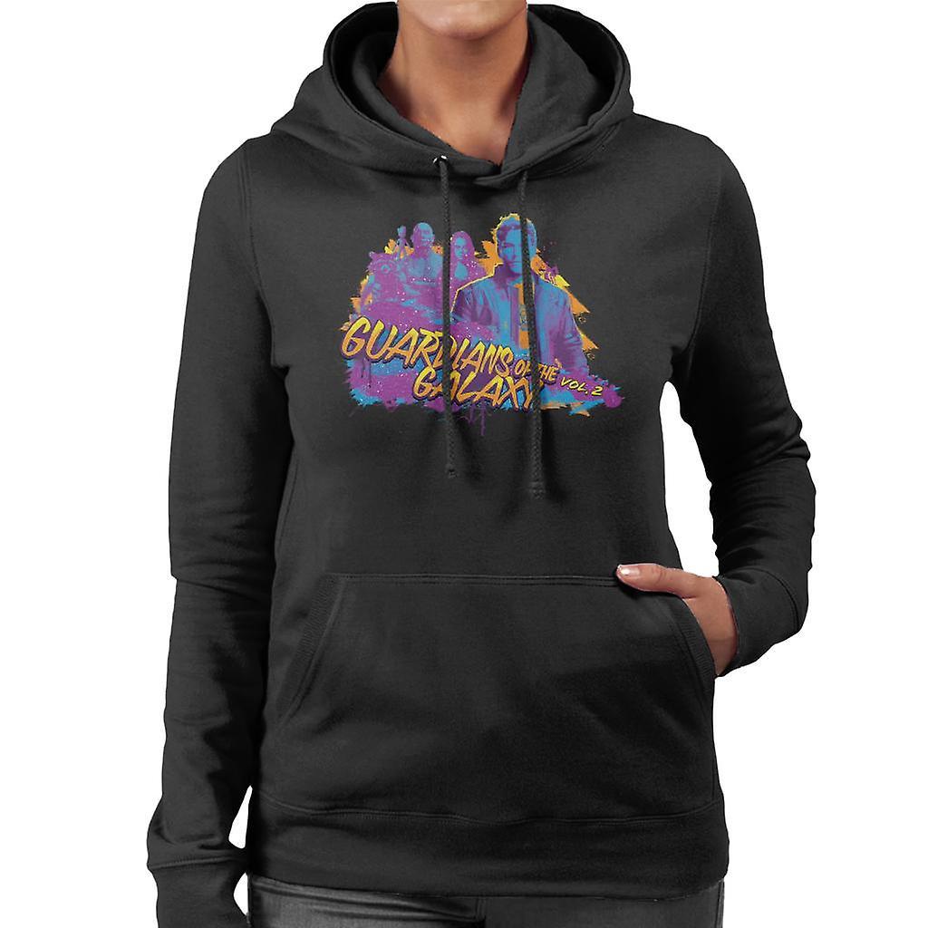 Marvel Guardians Of The Galaxy Vol 2 Character Splatter Women's Hooded Sweatshirt Black Large