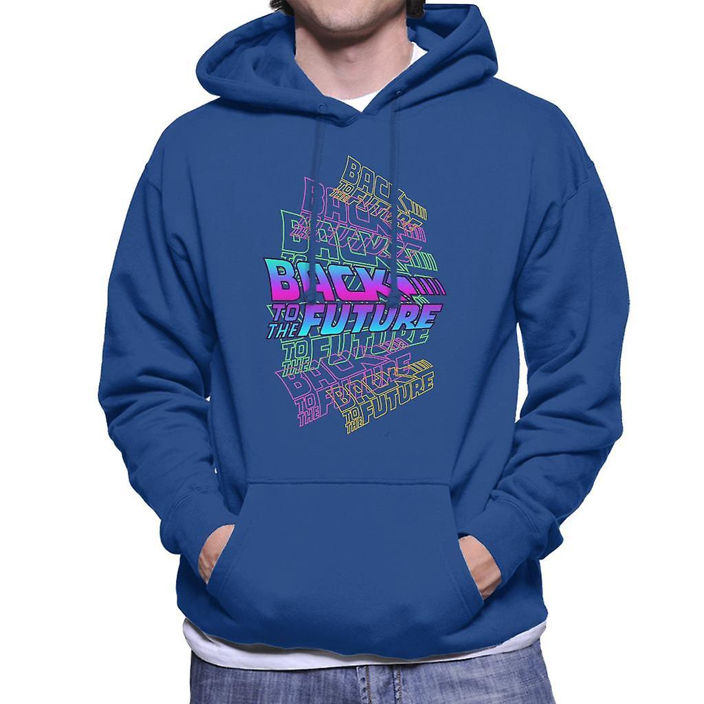 Back to the Future Logo Montage Men's Hooded Sweatshirt Royal Blue X-Large