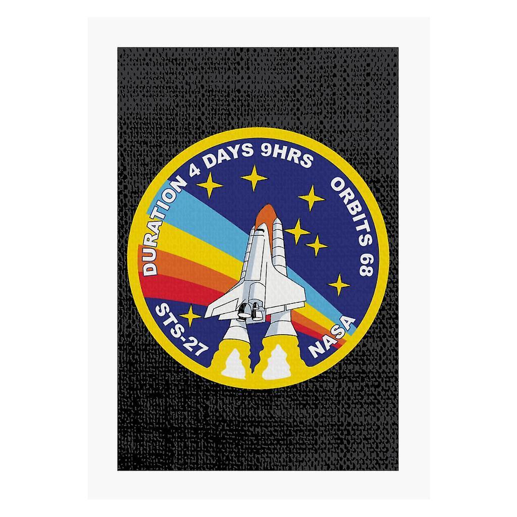 NASA STS 27 Atlantis Mission Badge A4 Print Black 21cm x 29.7cm