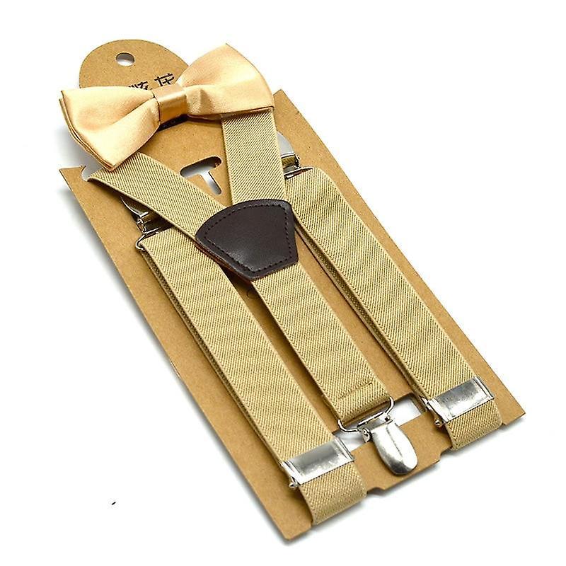 Slowmoose Baby Braces Suspenders Luxury Bow Tie Set Khaki 65x2.5cm / Rubber String