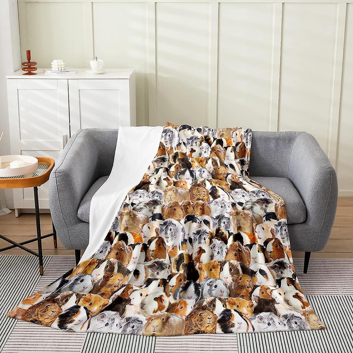 Kerota Guinea Pig Fleece Throw Blanket For Bed Sofa ,Kids Cute Cavy Animal Fuzzy Blanket All Season Lovely Funny Pet Bed Blanket ,D Animals Plush B...