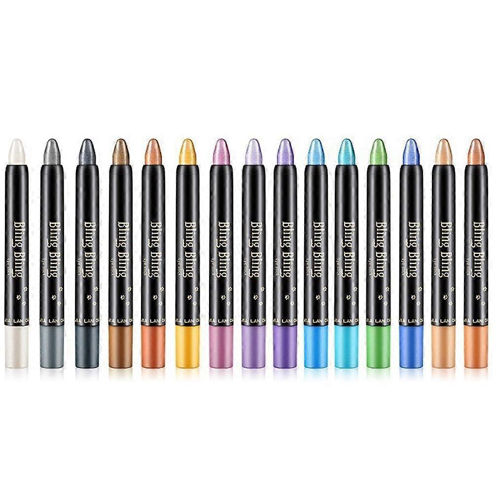 Wonderful 15 Colors Eyeshadow Stick Waterproof Eye Shadow Pencil Shimmer Glitter Eyeshadow Crayon Long Lasting Eyeshadow Stick Sets