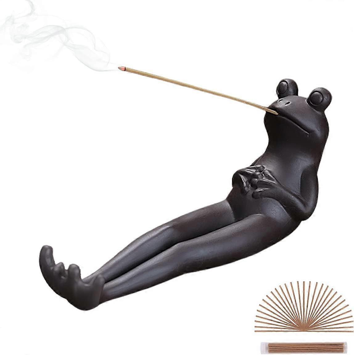 Lertenys Frog Incense Stick Holder - Ceramic Insence Burner Ash Catcher for Aromatherapy/Yoga/Meditation/Home Living Room Office Decor