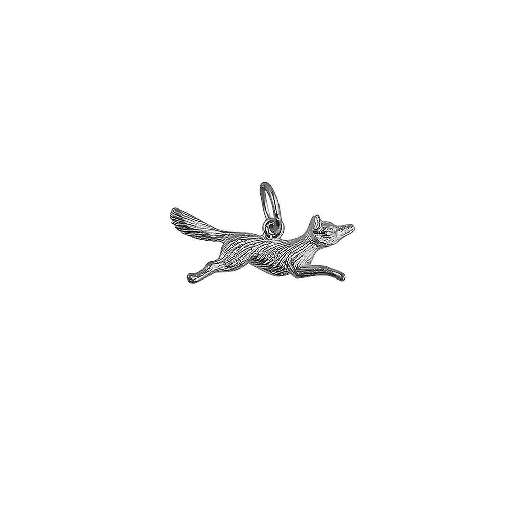 British Jewellery Workshops Silver 8x23mm running Fox Pendant or Charm