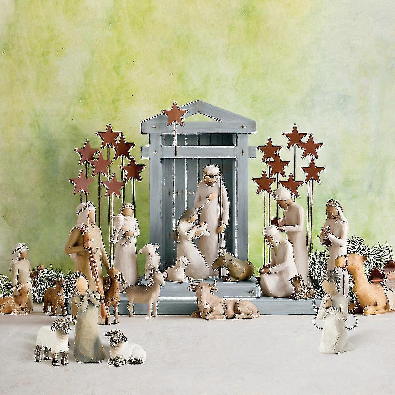 Yogu 22pcs Tree Nativity S Set Statue Hand Ed R