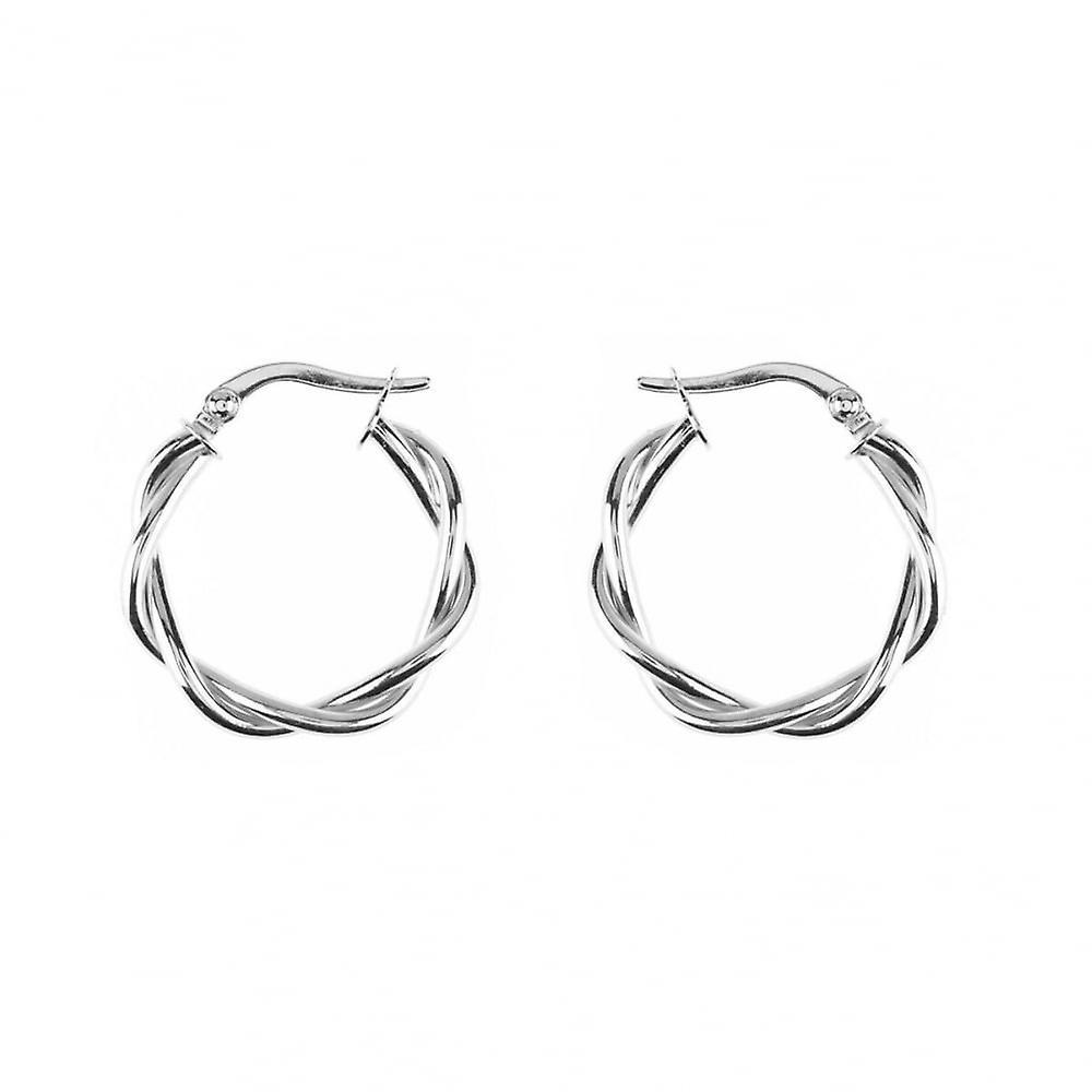 Women's Eternity 9ct White Gold Twist Hoop Earrings