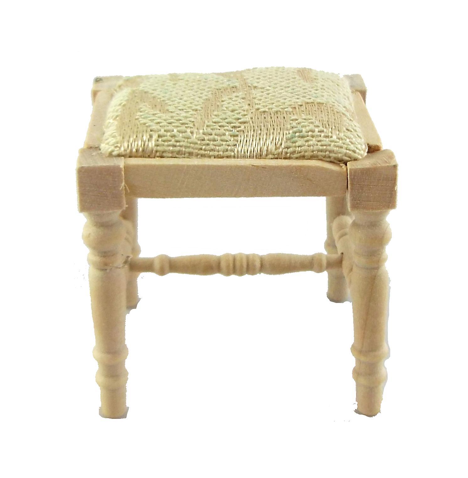 Melody Jane Dolls Houses Dolls House Bare Wood Cream Dressing Table Stool Unfinished Bedroom Furniture