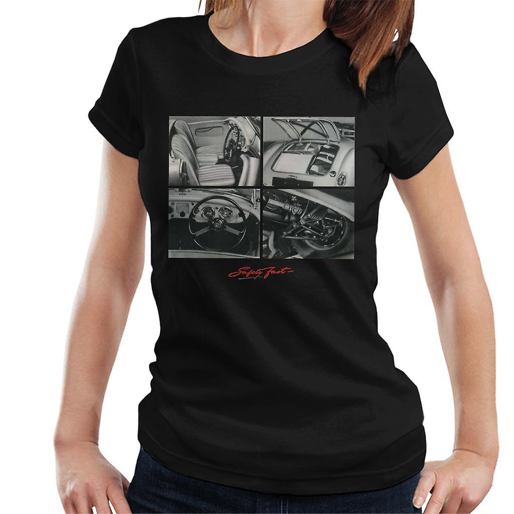 MG Safety Fast Montage British Motor Heritage Women's T-Shirt Black Small