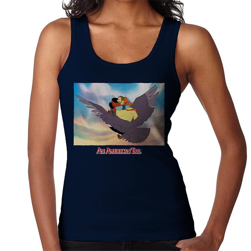 An American Tail Fieval And Tanya Flying  On Henri Le Pigeon Women's Vest Navy Blue Medium