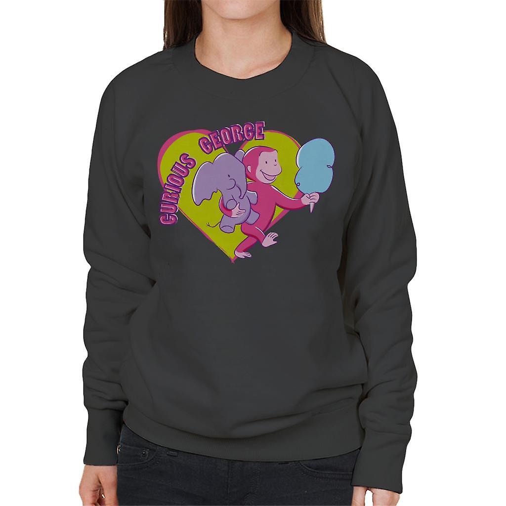 Curious George Carnival Heart Women's Sweatshirt Charcoal XX-Large