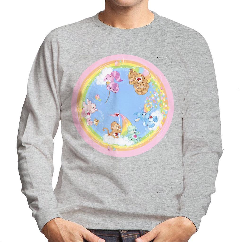 Care Bears Playful Heart Monkey Rainbow Cloud Boat Men's Sweatshirt Heather Grey Medium