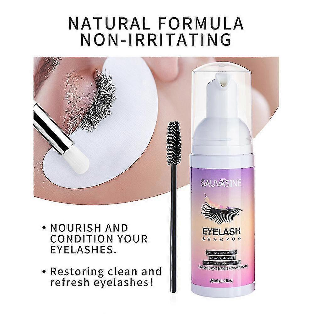 Shenzhenshileidakejimaoyiyouxiangongsi 2 Pcs Eyelash Extension Foaming Shampoo Foam Cleanser Eyelid Lash Shampoo with Brush