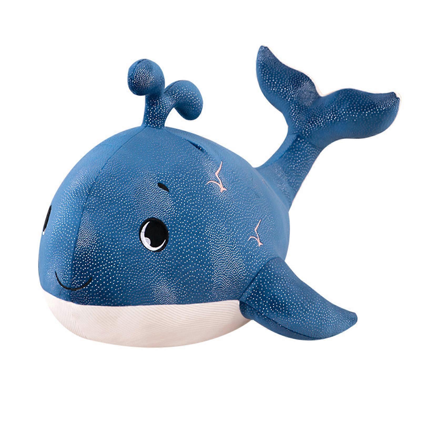 Haloppe 30/50cm Whale Plush Toy Fluffy Animal Doll Plushies Bedroom Decoration Soft Touch Stuffed Sea Animal Doll Toy Plush Pillow Blue 50 cm