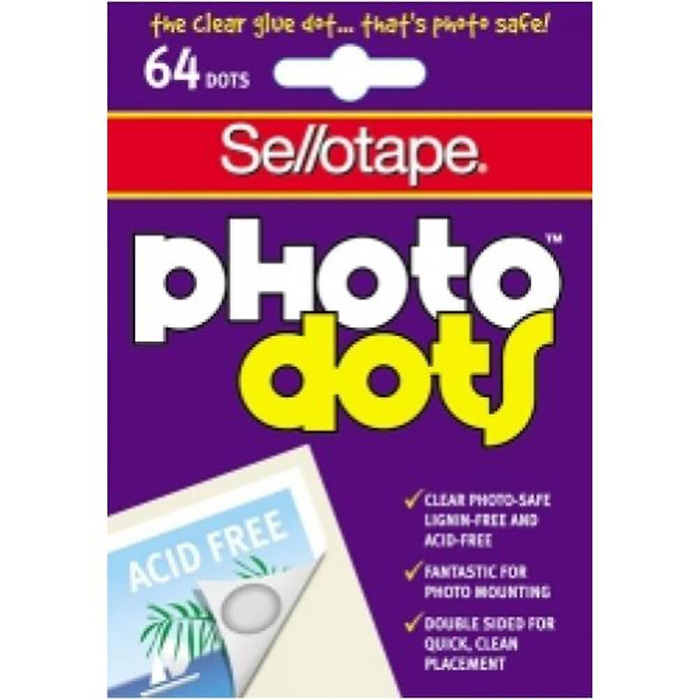 Quality Sellotape Clear Acid Free Photo Sticky Dots Double Sided Pack of 64