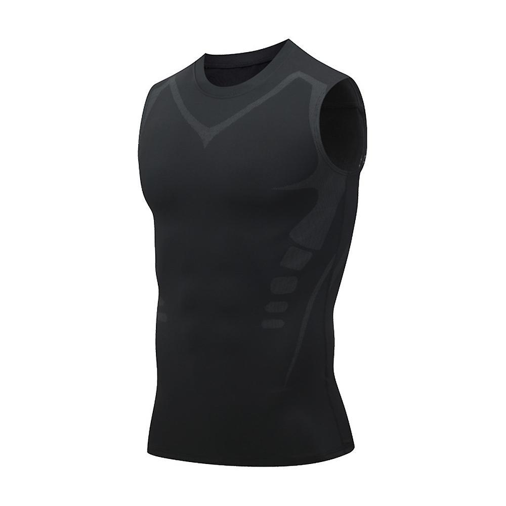 Vicbuy Ionic Shaping Vest, Comfortable And Breathable Ice-silk Fabric For Men To Build A Perfect Body, Ionic Shaping Vest For Men Black 1 L