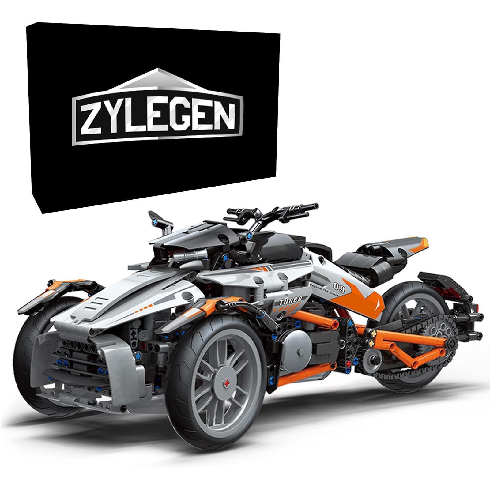 Lanxri Zylegen Motorcycle Moc Technic Building Blocks Kit, 3 Wheels Motorcycle Model Kit, Racing Roadster, Collectible Kits Motorcycle Model Set An...