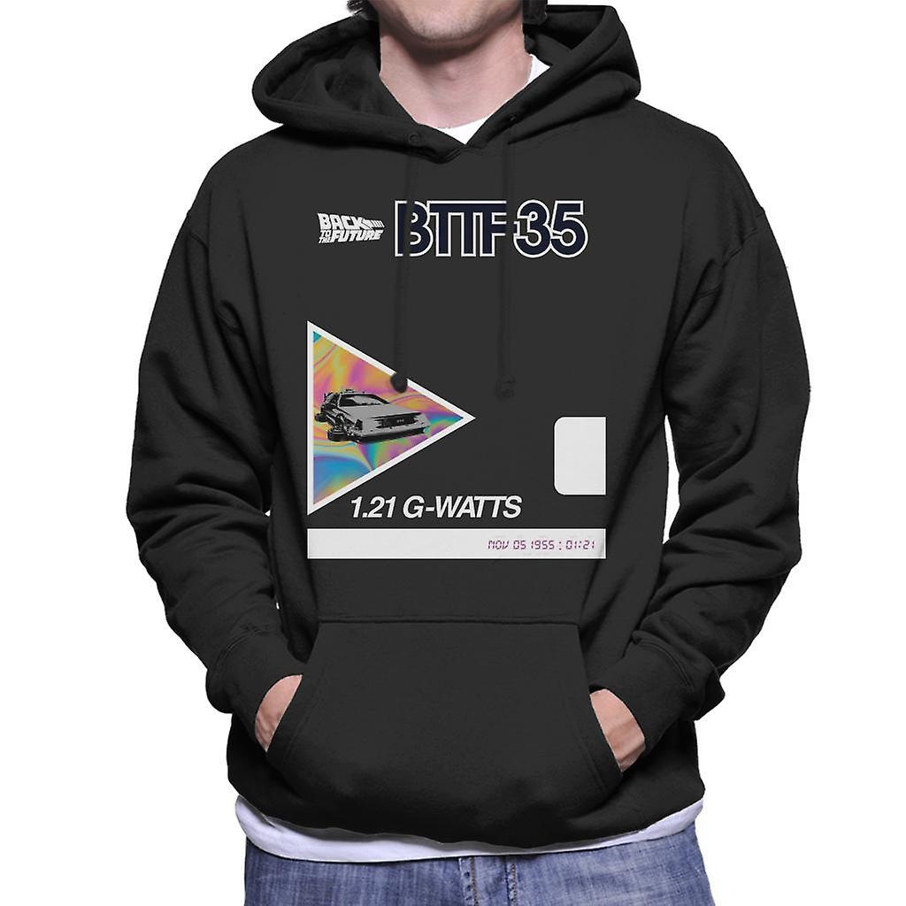 Back to the Future 35th Anniversary Psychedelic Marble Design Men's Hooded Sweatshirt Black X-Large